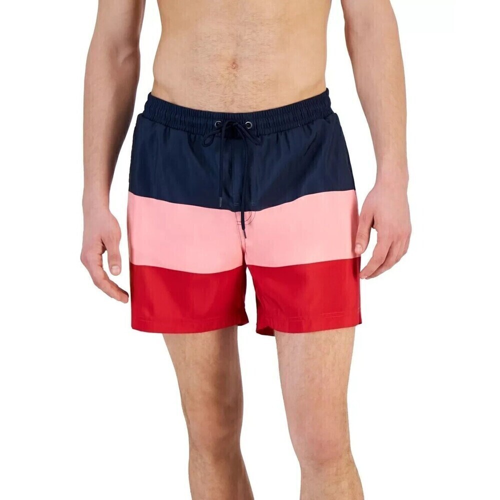 CLUB ROOM Men's Color blocked  Swim Shorts Trunks Blue/Red/Pink  SMALL